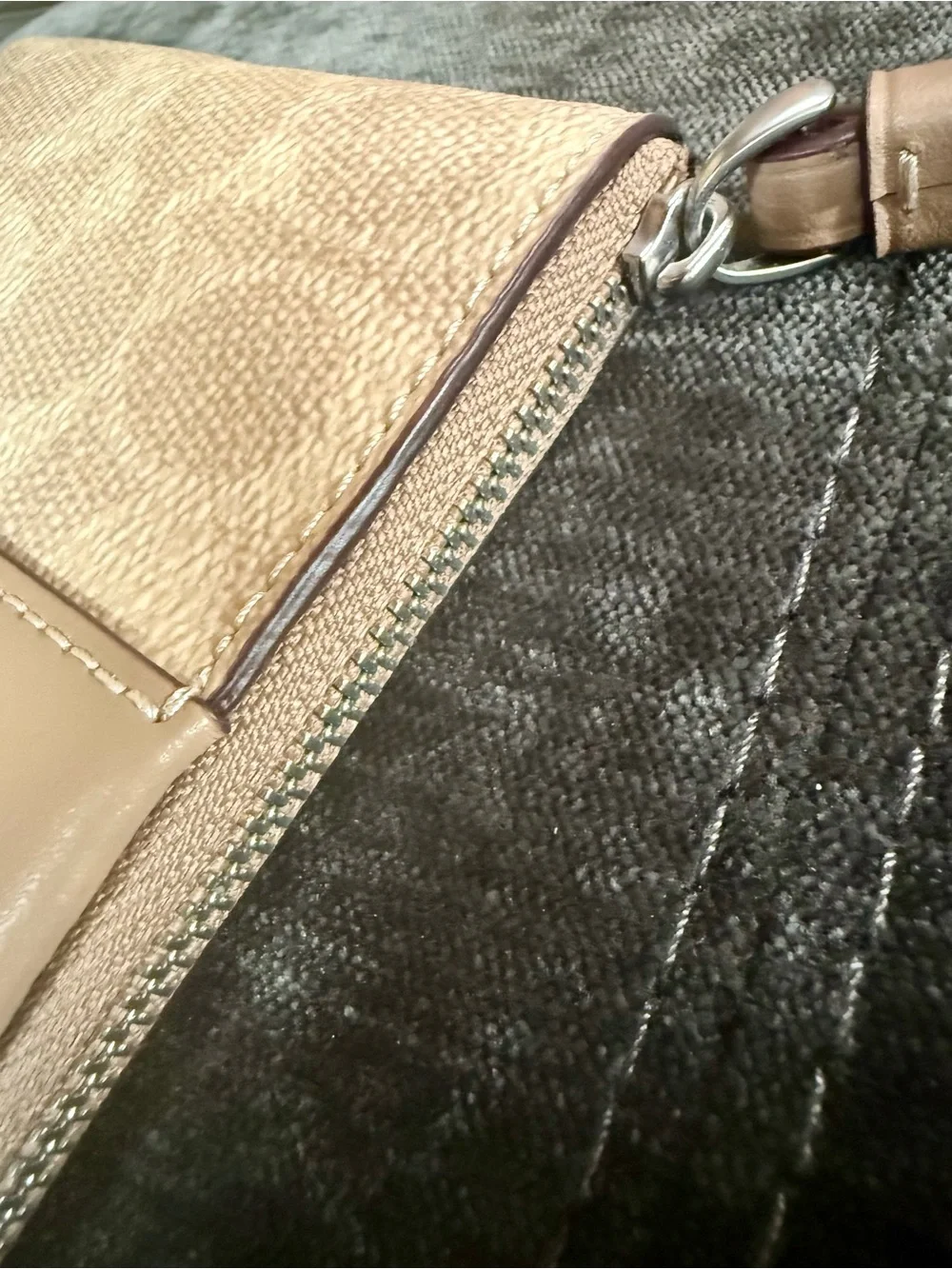 Coach Signature Zip Wristlet in Light Tan